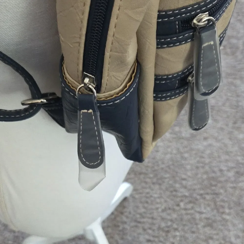 Stylish Tan and Navy Backpack